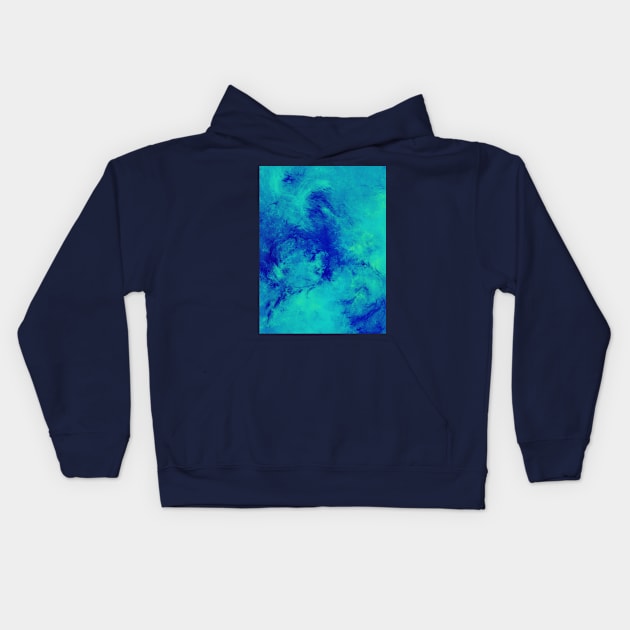 Blue and Turquoise Marble Splash Abstract Artwork Kids Hoodie by love-fi